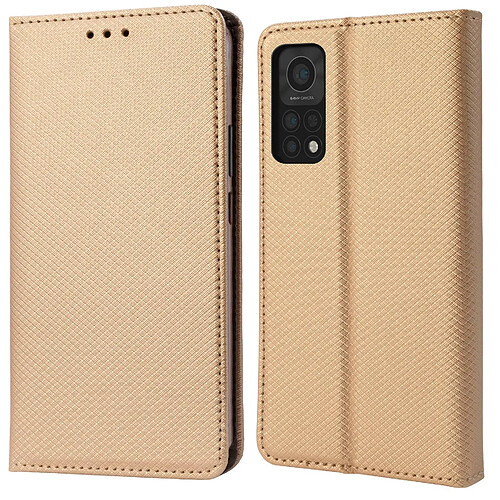 Moozy Case Flip Cover pour Xiaomi Mi 10T 5G et Mi 10T Pro 5G, Or - Étui à Rabat Magnétique Intelligent avec Porte-Cartes et Support