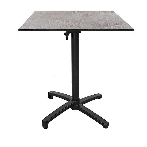 Restootab Table h90cm, pliable pour terrasse en Compact HPL décor gris pierre 70x70