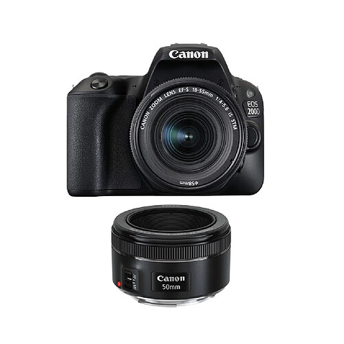 CANON EOS 200D Black KIT EF-S 18-55mm F4-5.6 IS STM Black + EF 50mm F1.8 STM