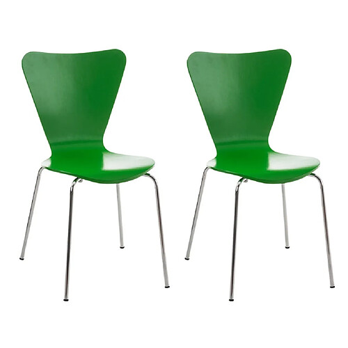 Decoshop26 Lot de 2 chaises de séjour bureau en bois vert et métal CDS10009