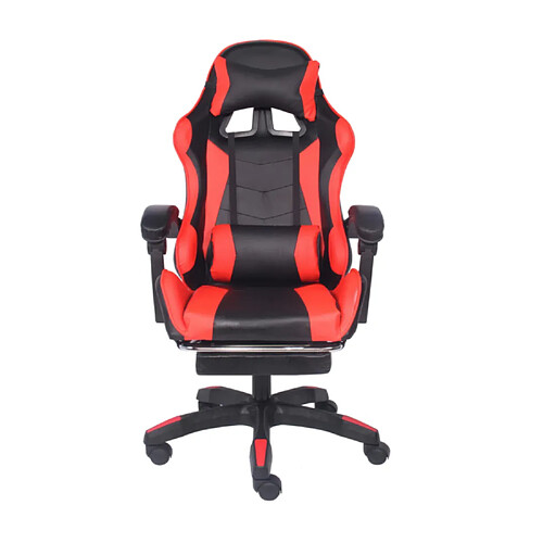 Concept Usine Chaise de gaming massante noire et rouge avec repose pieds ULTIM