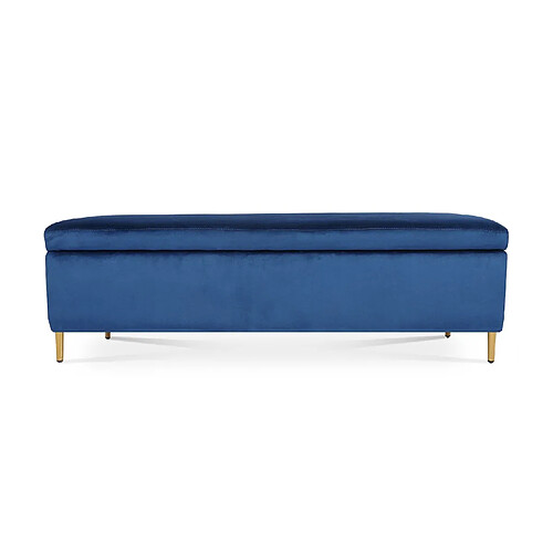 Banquette Coffre Iris velours Bleu pieds or