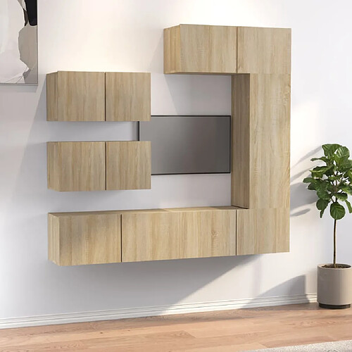 Maison Chic Ensemble de meubles TV 6 pcs | Banc TV Moderne pour salon | Meuble de Rangement - Chêne sonoma Bois d'ingénierie -MN97602