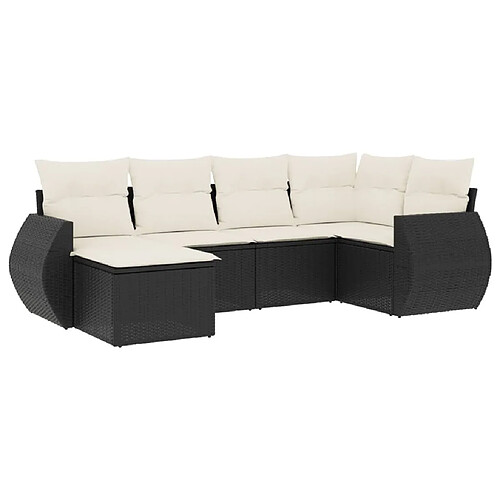 Maison Chic Salon de jardin 6 pcs avec coussins | Ensemble de Table et chaises | Mobilier d'Extérieur noir résine tressée -GKD17840