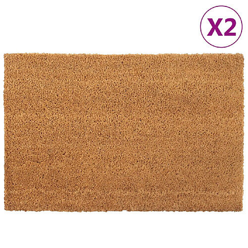 vidaXL Tapis de porte 2 pcs naturel 40x60 cm fibre de coco touffeté