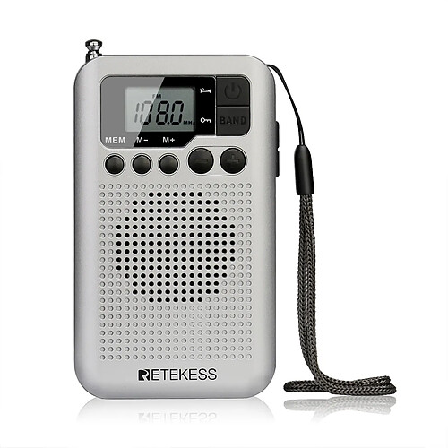 Universal Radio FM/AM portative avec écran LCD, haut-parleur réglé numériquement, prise casque et support horloge(blanche)