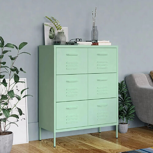 vidaXL Armoire à tiroirs Vert menthe 80x35x101,5 cm Acier