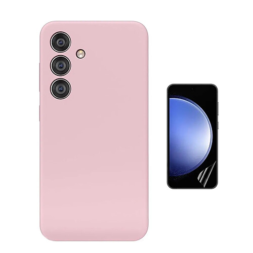 Kit De Film Hydrogel Avant À Couverture Complète + Couverture En Silicone Liquide Phonecare Pour Samsung Galaxy S24 FE - Rose