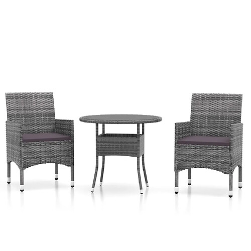 Maison Chic Mobilier à dîner 3 pcs de jardin - Ensemble table et chaises d'extérieur - Salon/Mobilier de jardin classique Résine tressée Gris -MN95789