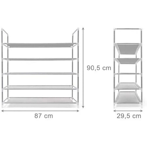 Helloshop26 Étagère à chaussures meuble souliers bottes étages niveaux 5 niveaux jusqu'à 25 paires 90,5 cm blanc 13_0001028