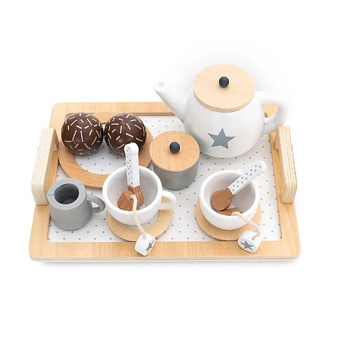 Service à Thé Jouet Montessori Robincool Tea Caprizze 27x21x10 cm en Bois Éco avec Plateau, Théière et Accessoires