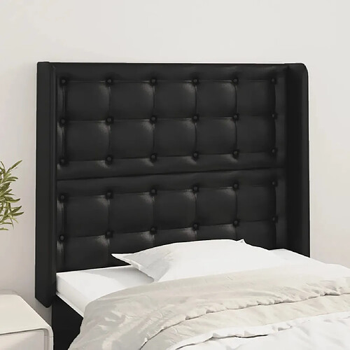 vidaXL Tête de lit avec oreilles Noir 83x16x118/128 cm Similicuir