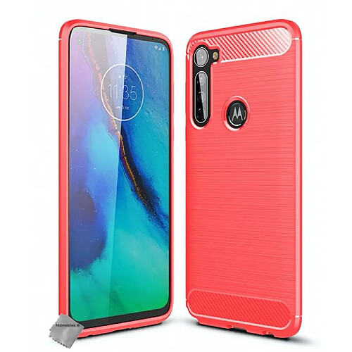 Htdmobiles Coque silicone gel carbone pour Motorola Moto G Pro + verre trempe - ROUGE