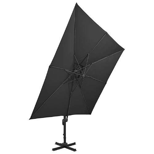 Helloshop26 Parasol déporté à double toit 300 x 300 cm noir 02_0008558