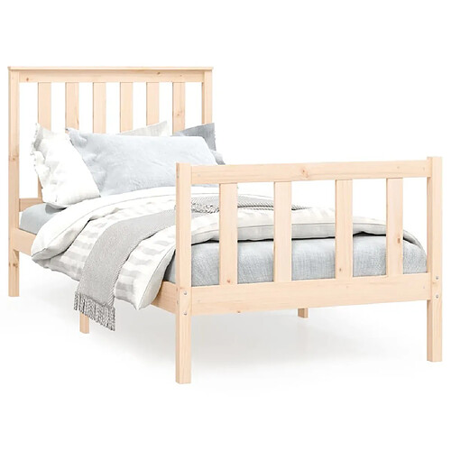 Maison Chic Cadre/structure de lit et tête de lit pour adulte - Lit Moderne Chambre 100x200 cm bois de pin massif -MN29677