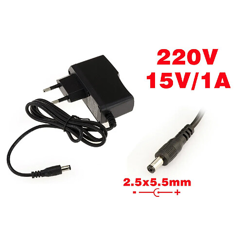 Kalea-Informatique Alimentation externe AC DC - 220V vers 15V 1A Embout 2.5x5.5mm Embout 2.5x5.5mm