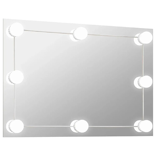 Maison Chic Miroir mural avec lampes LED | Miroir Décoration pour Maison Salle de Bain Rectangulaire Verre -GKD68116