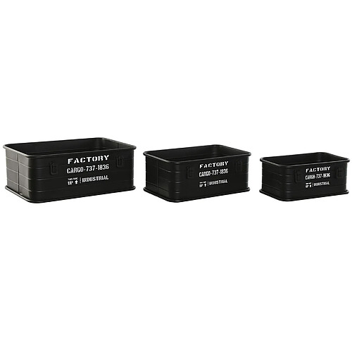 Pegane Set de 3 boîtes rectangulaires en métal coloris noir, blanc