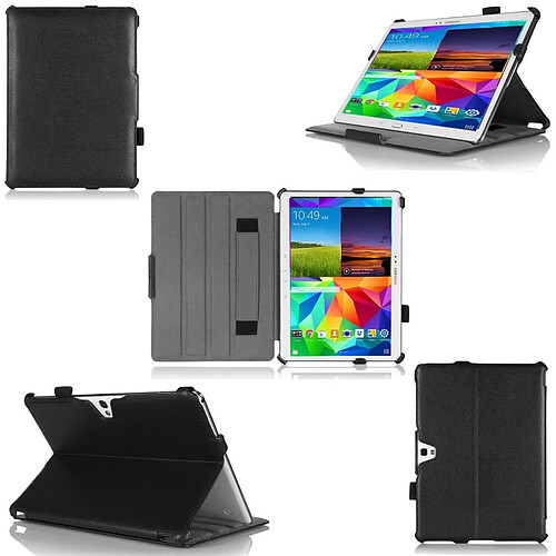 Xeptio Samsung Galaxy Tab S 10.5 pouces : Housse protection Ultra Slim Style Cuir noir - Etui coque