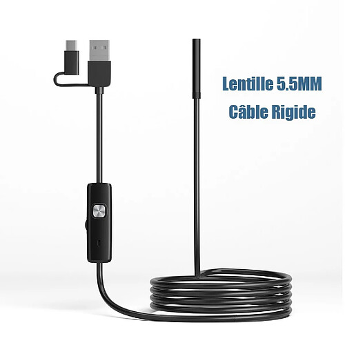 Endoscope 3 en 1 type-c Micro USB 5.5MM Android Mini caméra tuyau voiture Inspection 6 LED étanche pour Smartphone PC