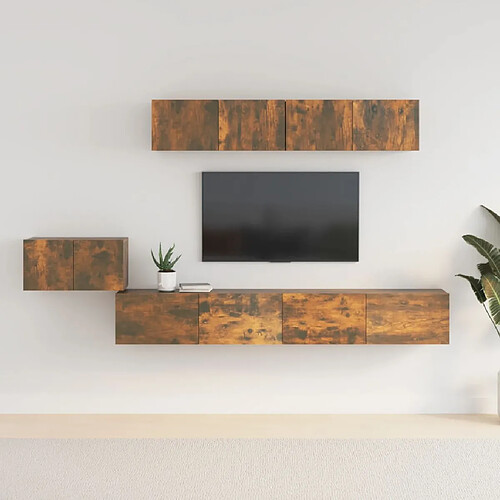 vidaXL Ensemble de meubles TV 5 pcs Chêne fumé Bois d'ingénierie