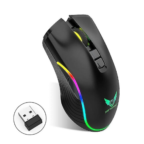 Universal T26 2,4G MICE TYPE CHARGE TYPE-C sans fil 2400dpi 7 touches Eergonomique Optical RVB Light Gaming souris