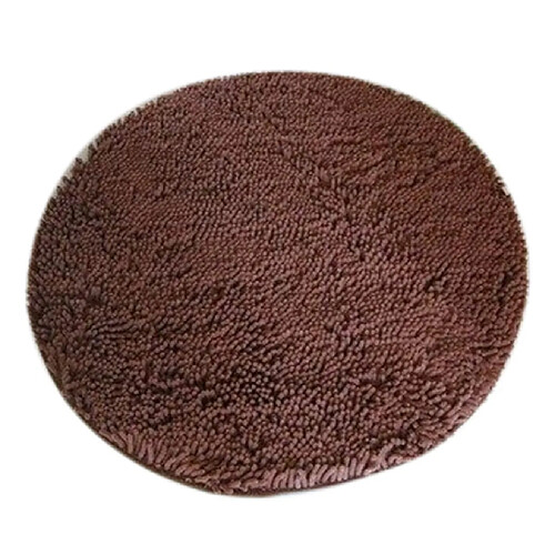 Tapis absorbant de tapis de salle de bains Shaggy anti-dérapant rond Dia. 100 cm café