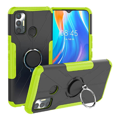 Coque en TPU anti-chocs avec béquille pour votre Tecno Spark 7 4G - vert