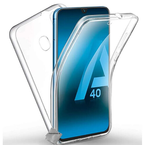 Htdmobiles Coque silicone gel fine 360 integrale pour Samsung Galaxy A40 + verre trempe - TRANSPARENT