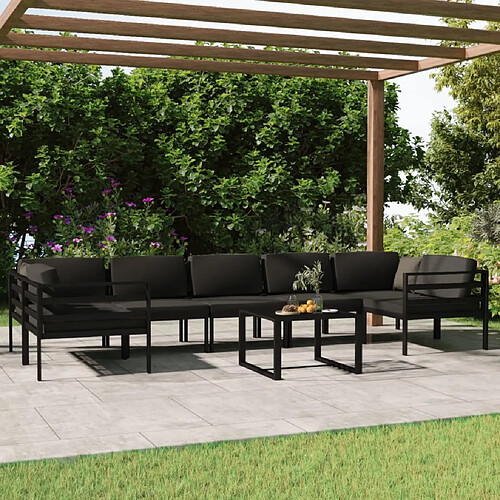 vidaXL Salon de jardin 8 pcs avec coussins Aluminium Anthracite