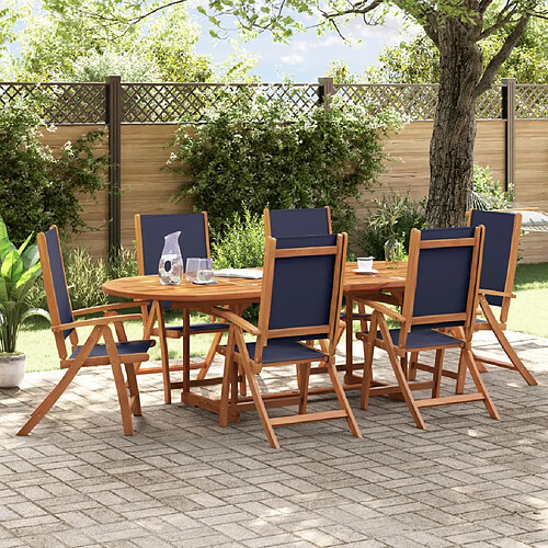 vidaXL Ensemble à Manger de jardin 7pcs bois d'acacia solide textilène