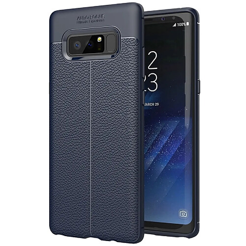 Wewoo Coque pour Samsung Galaxy Note 8 Litchi Texture TPU étui de protection arrière marine