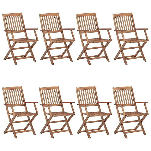 Maison Chic Lot de 8 Chaises pliables de jardin - Fauteuil d'extérieur avec coussins Bois d'acacia -MN70857