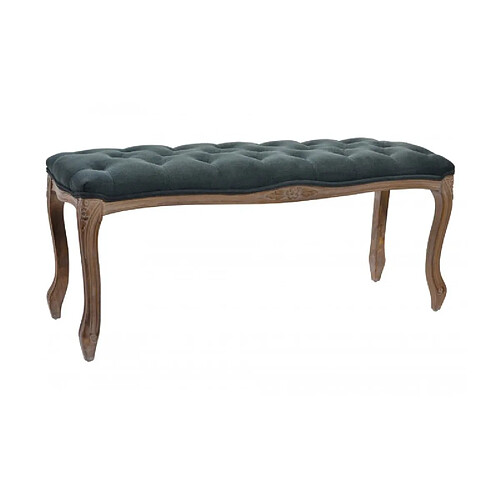 Wadiga Banquette Capitonnée Classique Bois Naturel et Polyester Gris