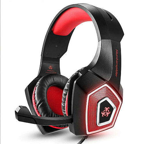 Justgreenbox Game Headset Large RGB Light-emitting Wired Headphone, Rouge