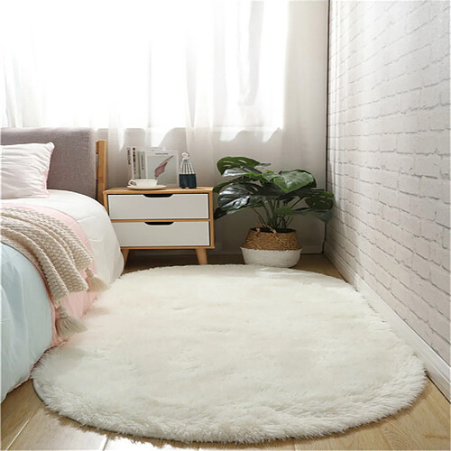 LUUCOZK Tapis moelleux et doux à poils longs pour chambre et salon-blanc pur-200x300cm