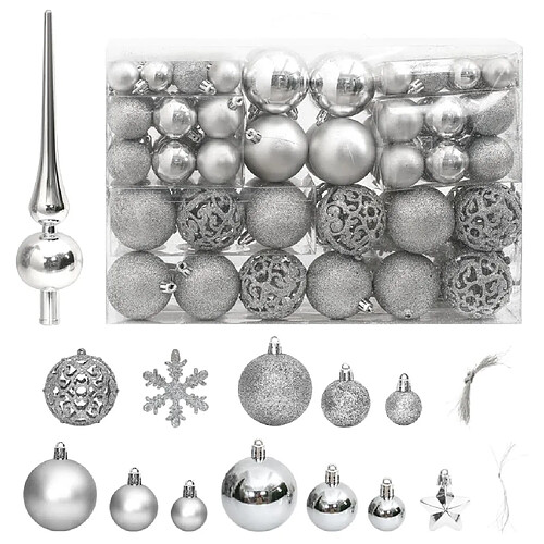 vidaXL Ensemble de boules de Noël 111 pièces argenté polystyrène