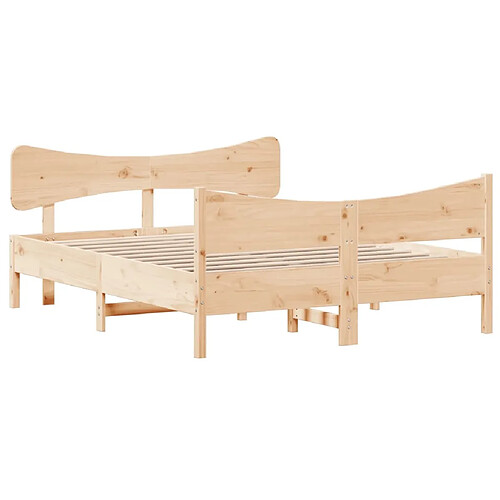 Vidaxl Cadre de lit avec tête de lit 140x190 cm bois de pin massif