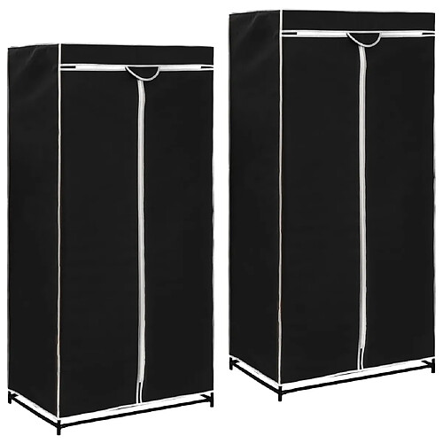 vidaXL 2 pcs Garde-robes Noir 75x50x160 cm