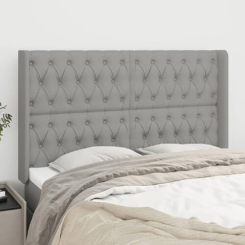 Maison Chic Tête de lit scandinave avec oreilles,meuble de chambre Gris clair 163x16x118/128 cm Tissu -MN57662