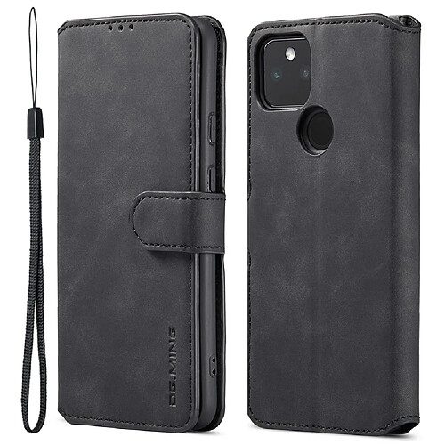 Etui en PU DG.MING style rétro, fermoir magnétique avec support pliable, noir pour votre Google Pixel 5a 5G