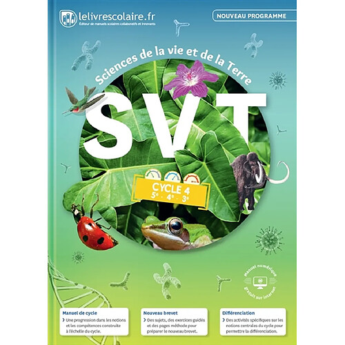 SVT, sciences de la vie et de la Terre cycle 4, 5e, 4e, 3e : nouveau programme