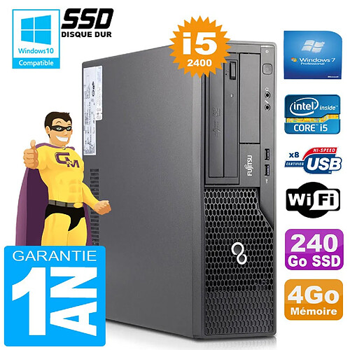 PC Fujitsu Esprimo E500 E85+ SFF Core I5-2400 RAM 4Go Disque 240 Go SSD Wifi W7 · Occasion