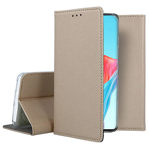 Htdmobiles Housse pour Oppo A58 4G - etui coque pochette portefeuille + verre trempe - OR MAGNET