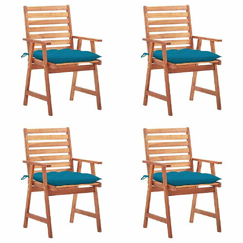 Maison Chic Lot de 4 Chaises à dîner de jardin avec coussins,Fauteuil/Chaises à manger d'extérieur Acacia massif -MN21713