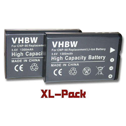 Vhbw 2 x batterie Li-Ion 1300mAh (3.6V) pour appareil photo Casio série Exilim, par ex. EX-H10G, EX-FH100, EX-H15, etc. Remplace : NP-90.