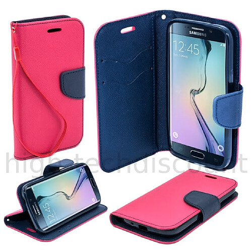 Htdmobiles Housse etui portefeuille pour Samsung G928F Galaxy S6 Edge Plus + film ecran - ROSE / BLEU