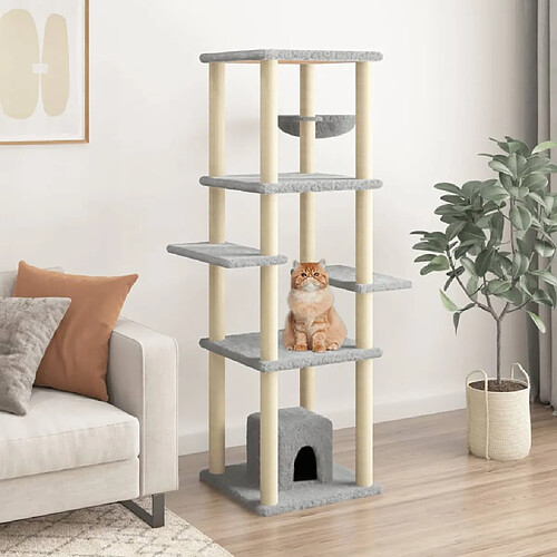 Arbre à chat avec griffoirs,niche pour chat en sisal Gris clair 154 cm -MN81183