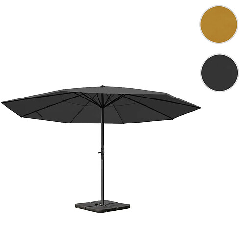 Mendler Parasol Meran Pro, parasol pour marché sans volants, Ø 5m polyester/alu 28 kg ~ anthracite avec socle