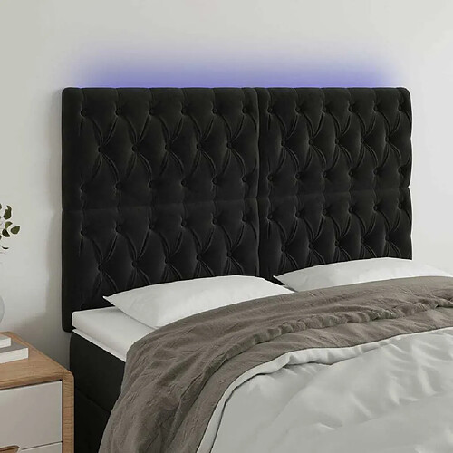 Maison Chic Tête de lit scandinave à LED,meuble de chambre Noir 160x7x118/128 cm Velours -MN87033